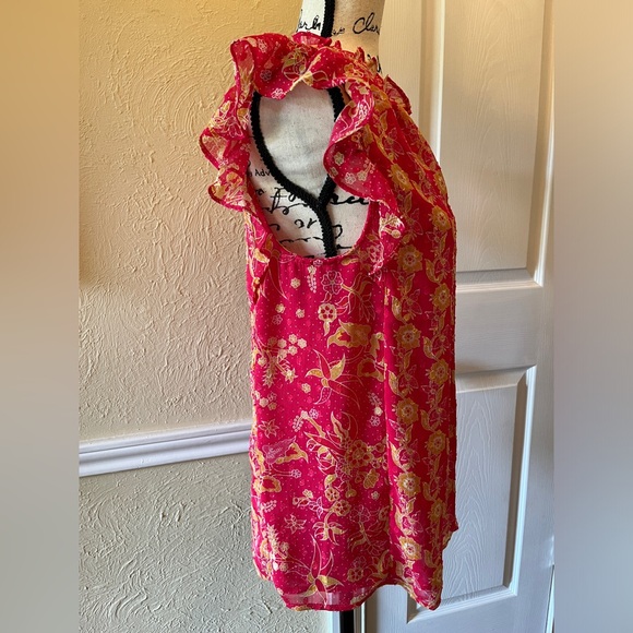 Rachel Rachel Roy Flutter Sleeve Split Neck Blouse Pink Size XS EUC - Picture 3 of 7